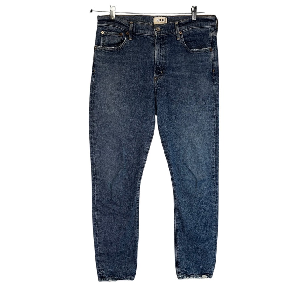 AGOLDE Toni Mid Rise Striaght Blue‎ Denim Raw Hem Jeans Casual Staple 30